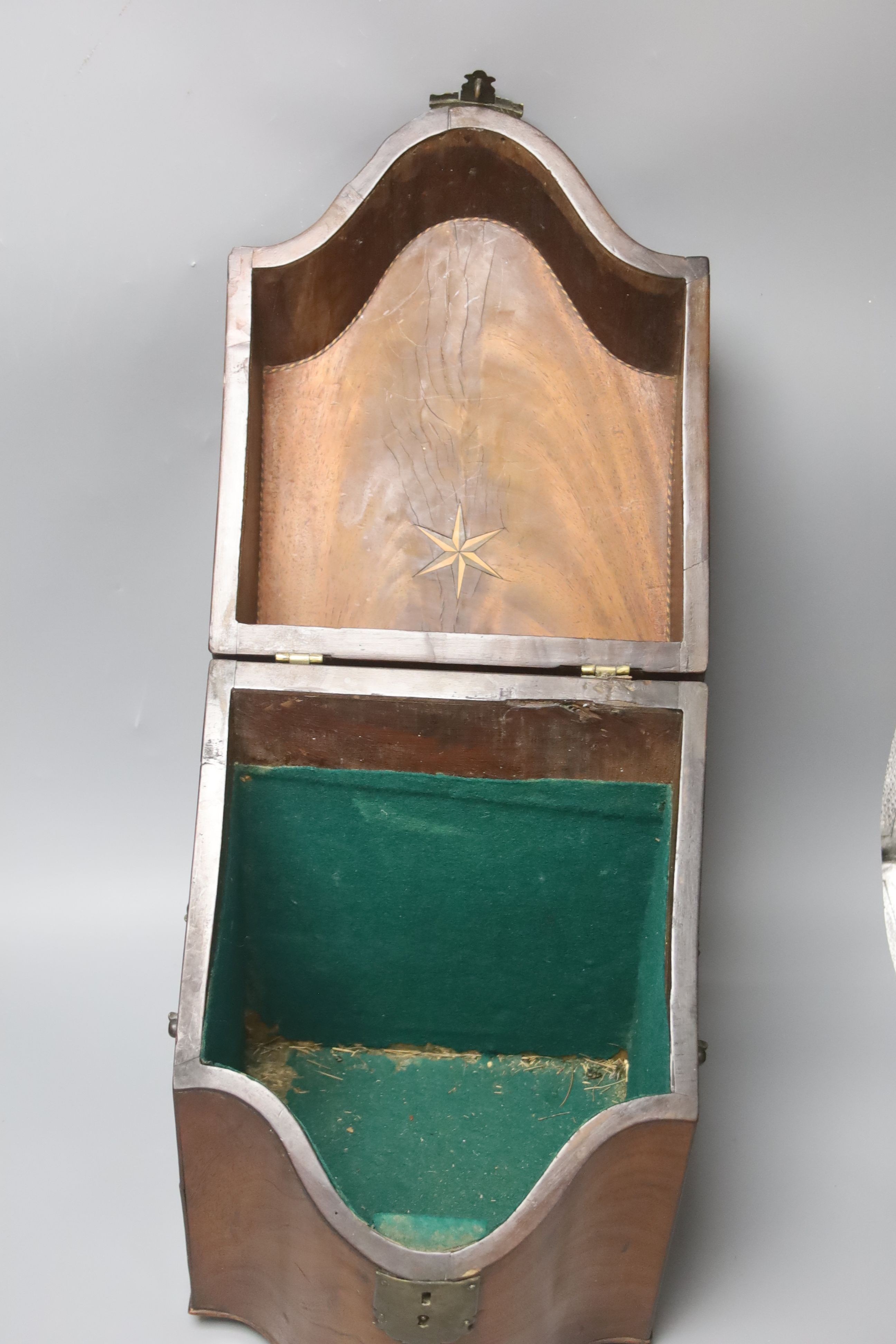 A George II mahogany knife box together with a George III mahogany tea caddy (2) 38cm